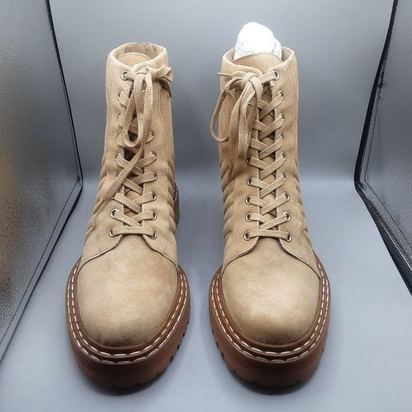 Vince Camuto Beige Combat Boots Sz 11 NIB - Picture 3 of 11